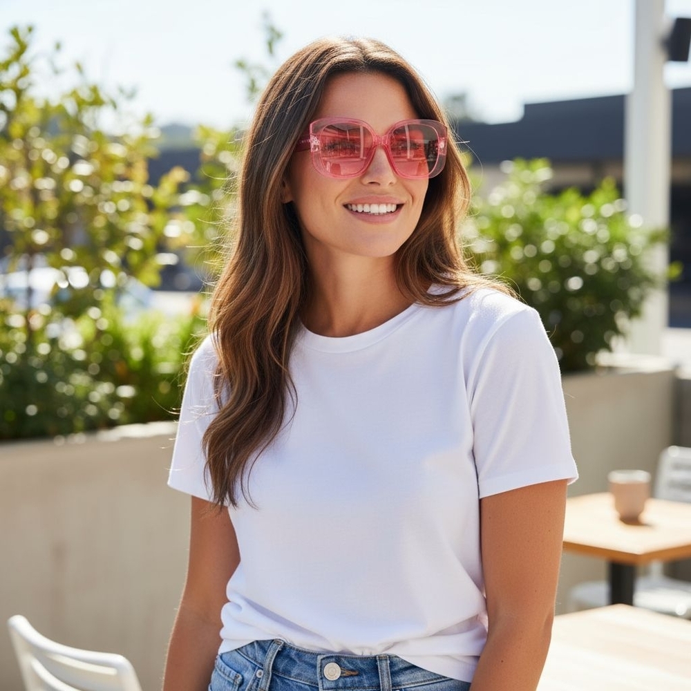 Sunglasses Oversized Fashion Pink Eyeglasses, Polycarbon